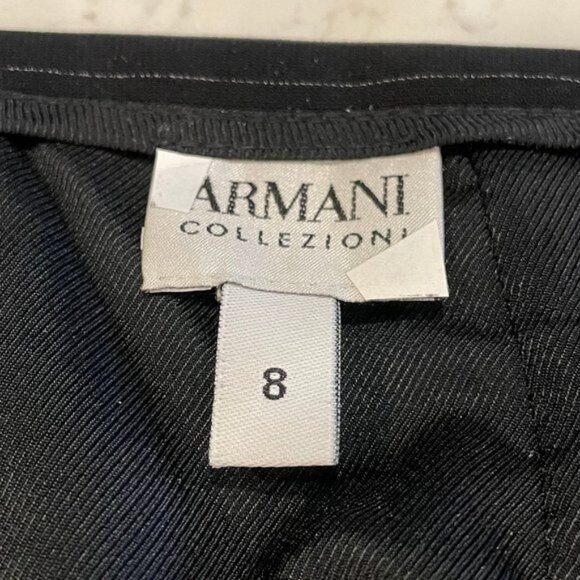 Armani Collezioni Designer Vtg Lined Pinstriped Pencil Skirt Black Cream Sz 8 - Picture 9 of 10